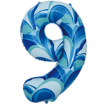 Шар Фольгированный Цифра 9 Мрамор голубой (Голубой)