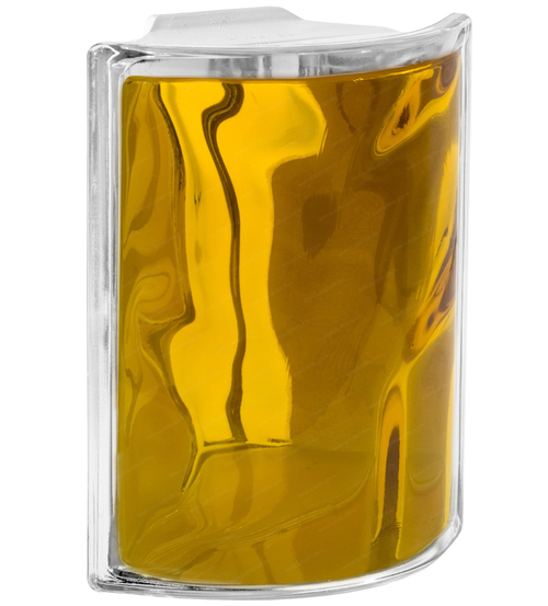 Угловой стеклоблок медовый окрашенный изнутри Vitrablok  19x10x10x8 закругленный