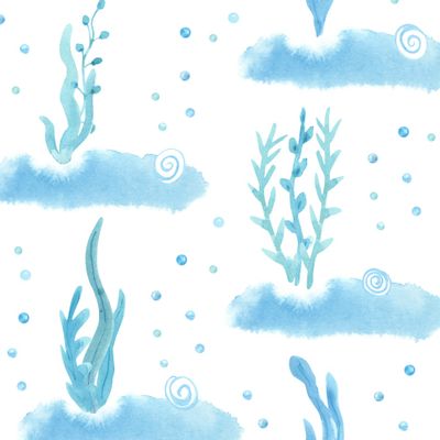 Морские водоросли акварель
