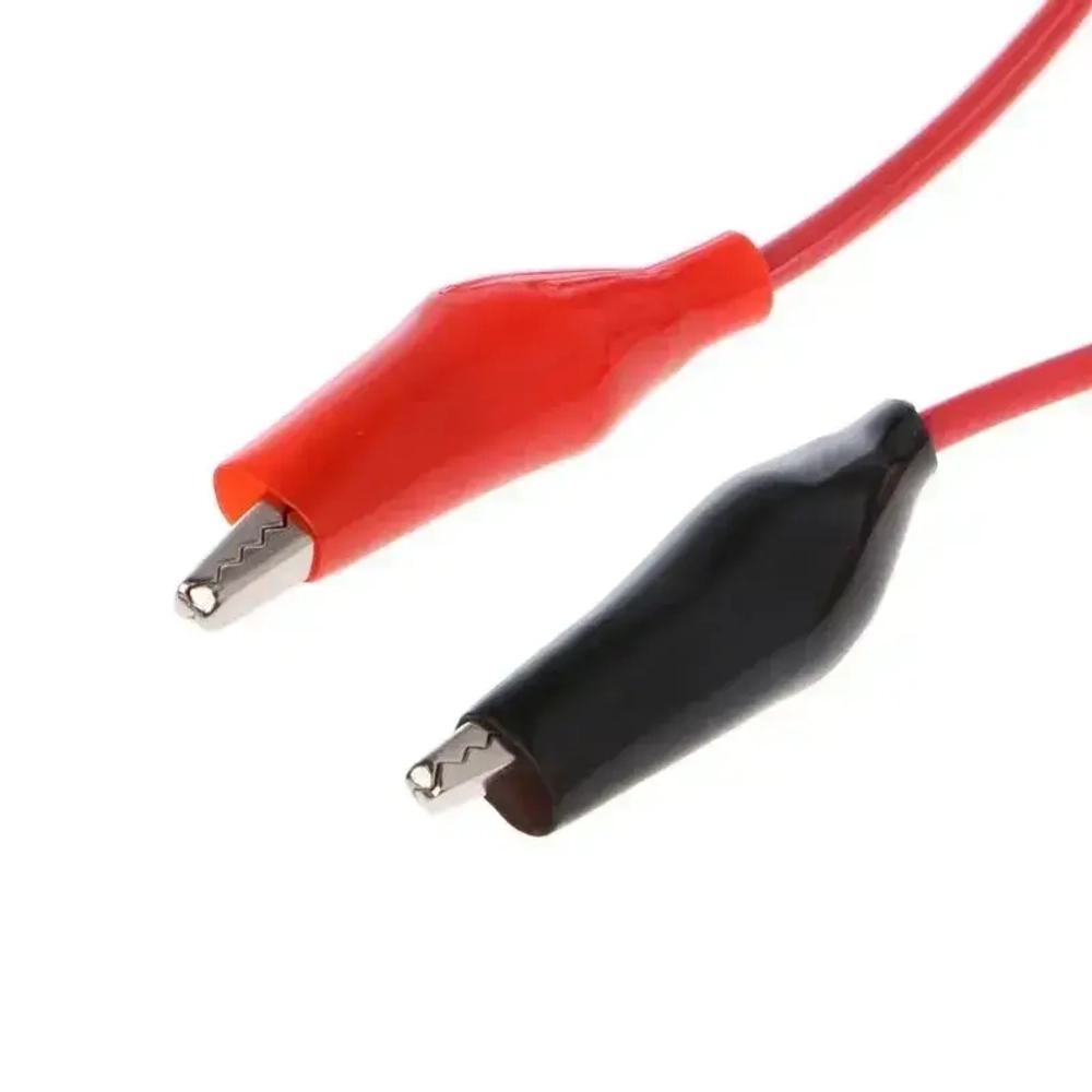 Зажимы с проводом 1метр красный и черный "крокодил - крокодил"