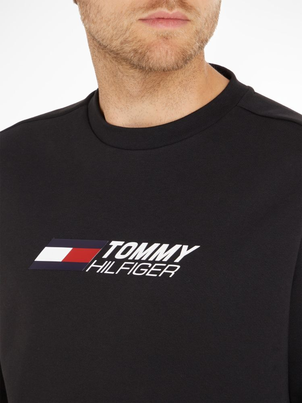 Мужская теннисная кофта Tommy Hilfiger Essentials Crew - черный