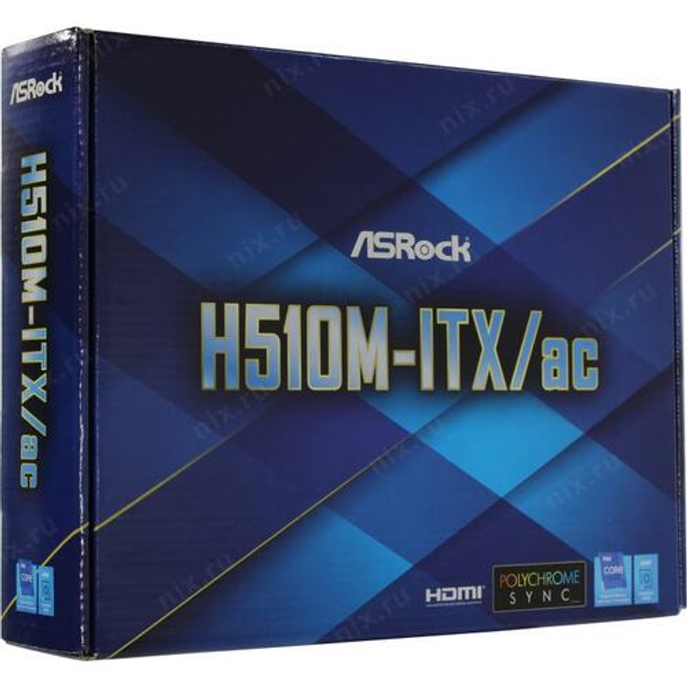 Мат. плата Lga1200 ASRock H510M-ITX/AC (RTL) &lt;H510&gt; PCI-E HDMI+DP GbLAN+WiFi+BT SATA Mini-ITX 2DDR4