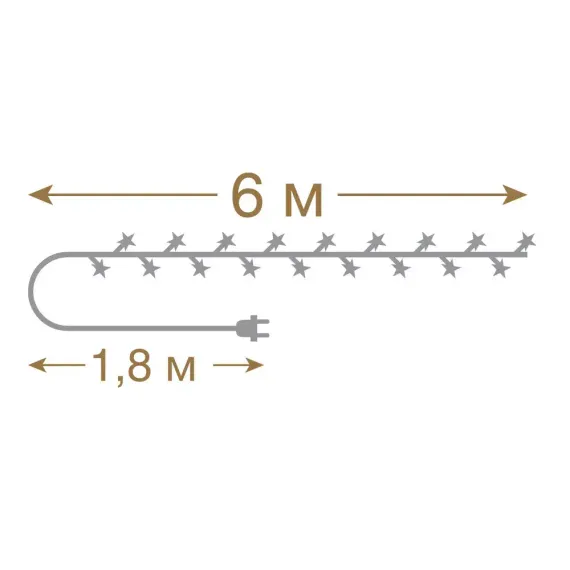 Светодиодная нить Звезды 35 теплых LED ламп, 6 м., 220В, прозрачный провод, Vegas (55085)