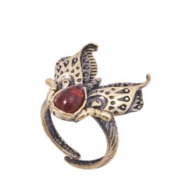 AM-4137 Кольцо «Мотылек Лунный» (латунь, янтарь)