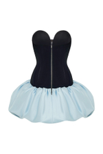 Платье мини корсетного типа из бархата и сатина