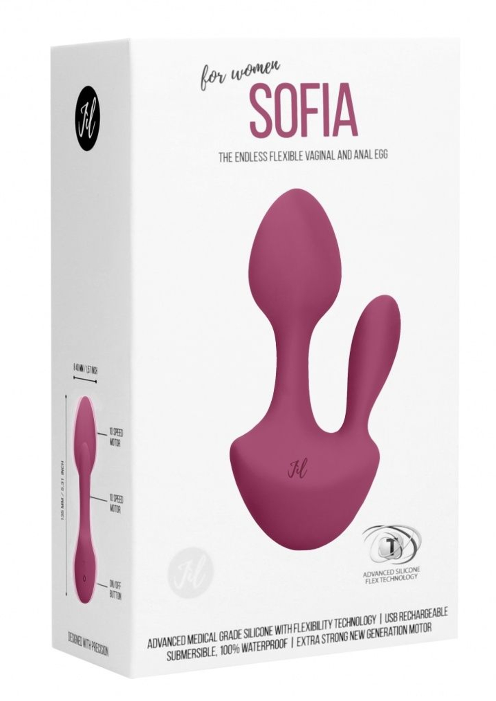 Розовый анально-вагинальный вибратор Sofia - 13 см. (Цвет: розовый)