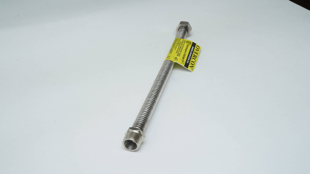 Подводка гибкая металлическая сильфонная для газа 1/2" ВР-НР, длина 0,6-1м, OVERCON