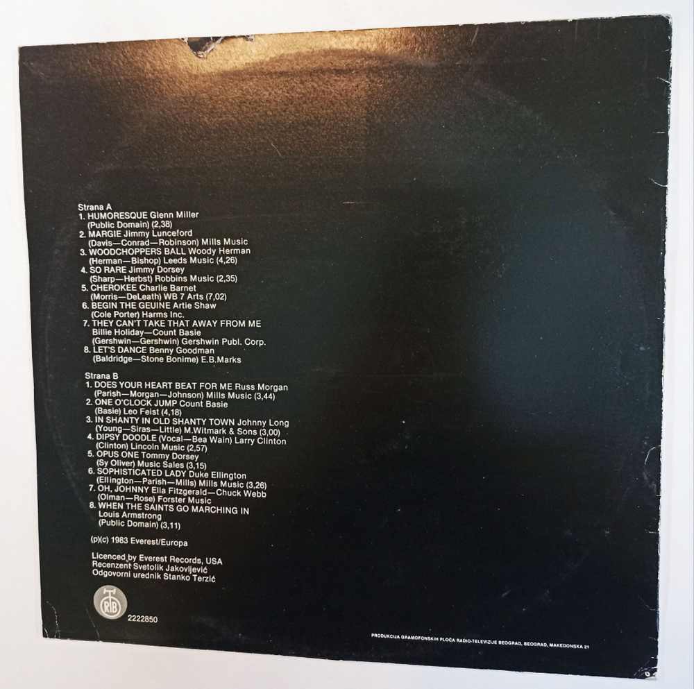 Винтажная виниловая пластинка LP Сборник 16 Original Hits The Golden Age Of The Big Bands (Glenn Miller, Benny Goodmanm, Count Basie, Duke Ellington) (Югославия 1985)