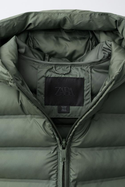 ZARA ЛЕГКИЙ ЖИЛЕТ С КАПЮШОНОМ WATER REPELLENT, ХАКИ