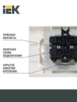 Розетка двойная Iek с заземлением и защитными шторками