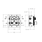 Встраиваемый термостатический смеситель для душа на 2 выхода RS SMART 85T201SNC С ВНУТРЕННЕЙ ЧАСТЬЮ никель