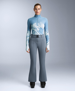 Oysho Бесшовная термофутболка базового слоя с молнией, голубой