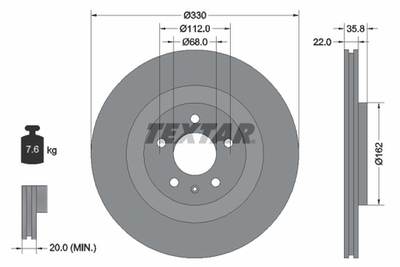 TEXTAR - 92238305-TET - Brake Disc