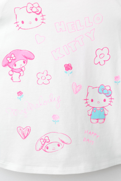 ZARA ФУТБОЛКА С ВЫШИВКОЙ HELLO KITTY ©, БЕЛЫЙ