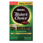 Nescafé, Taster's Choice, House Blend, растворимый кофе, легкая/средняя обжарка, без кофеина, 5 пакетиков по 3 г (0,1 унции)