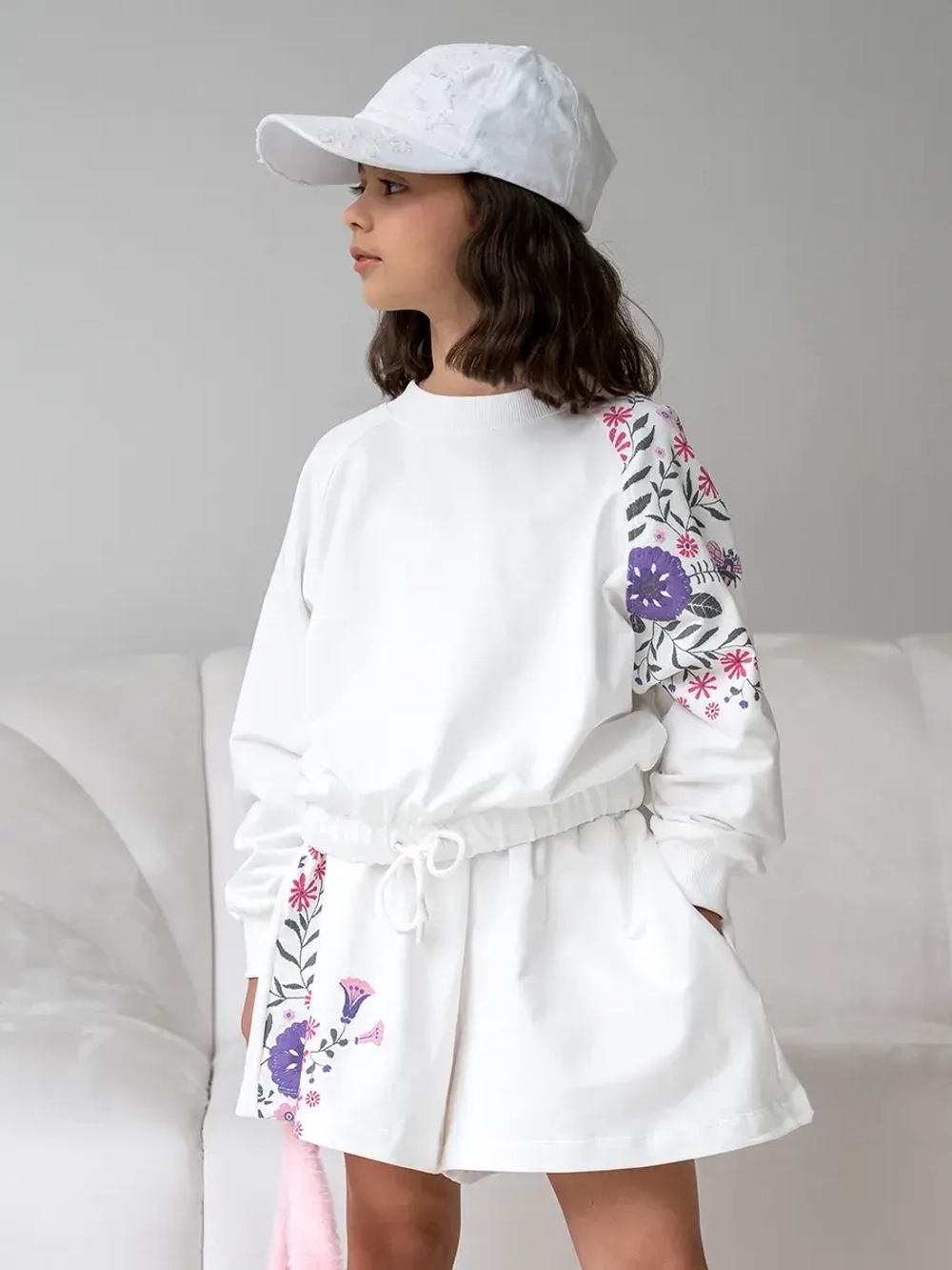 Осенний костюм для девочки, лонгслив и шорты