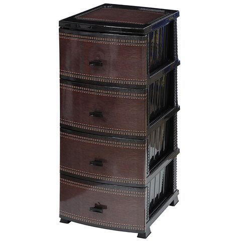 Комод 4 ящика, Кожа, 38х47х98 см, чер, РП-451, Росспласт