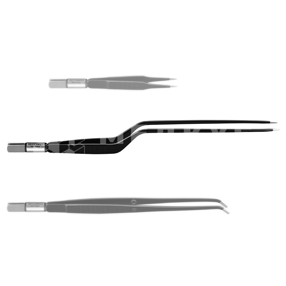 Пинцет биполярный прямой BOWA длина 110 мм, наконечники гладкие прямые 6x0,5 мм, разъем евростандарт