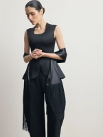 Атласный шарф с бахромой "Lune Satinée"