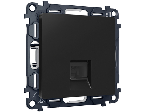 MA812030 Комплект механизма телефонной розетки ALFA Черный матовый RJ-11(4P4C) с шторкой QUANT (AP8120, VM190)