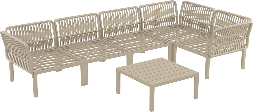 Комплект пластиковой мебели Siesta Contract Portofino Lounge Corner, бежевый, темно-серый