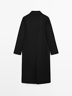 Massimo Dutti Длинное двубортное пальто из 100% шерсти, черный