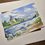 Картина авторская акварельная в паспарту 21х30 см на стену для интерьера "Покровская башня Пскова"