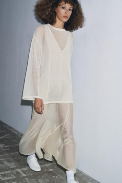 ZARA ДЛИННОЕ КОМБИНИРОВАННОЕ ПЛАТЬЕ, ЦВЕТ СЛИВОЧНОГО МАСЛА