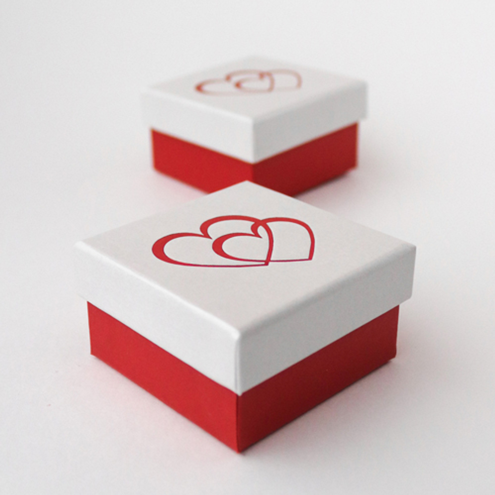 Футляр картонный «2 сердца» под кольцо