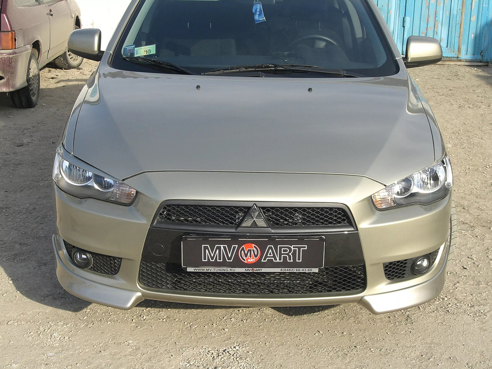 Накладки (клыки) переднего бампера Mitsubishi Lancer X 2007-2010