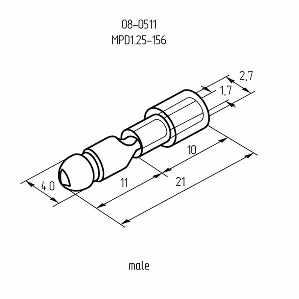 Разъем штекерный изолированный штекер 4 мм 0.5-1.5 мм² (РШи-п 1.5-4/РШИп 1,25-4) красный REXANT