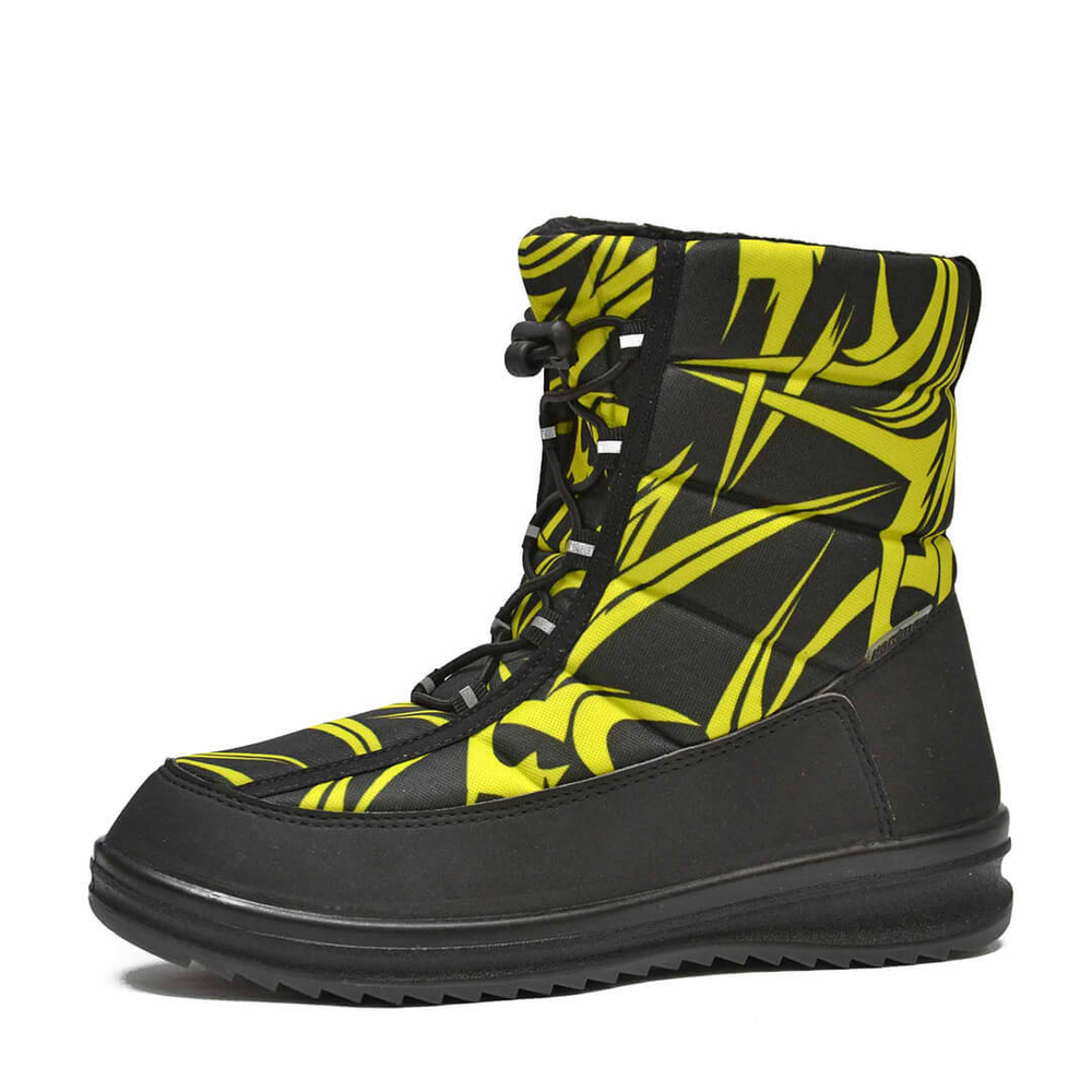 Ботинки женские демисезонные на шнуровке Nordman Click Abstraction black and yellow
