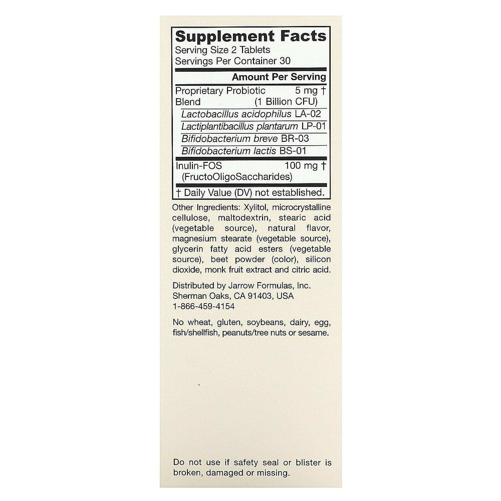 Jarrow Formulas, Jarro-Dophilus, пробиотики и пребиотики для детей, для ежедневного приема, малина, 1 млрд КОЕ, 60 жевательных таблеток