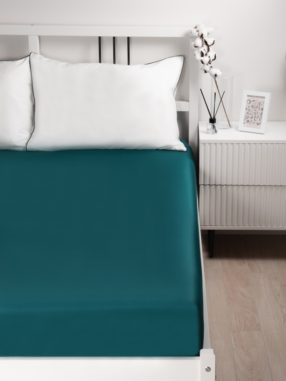 UTOPIA Простыня натяжная, сатин изумрудный