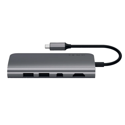 USB-концентратор Satechi Aluminum Type-C Multimedia Adapter, 4 разъема, Space Gray (Серый космос)