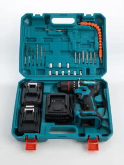 Дрель шуруповерт Makita 24v бесщеточный, 80 Нм, с набором и 2 АКБ