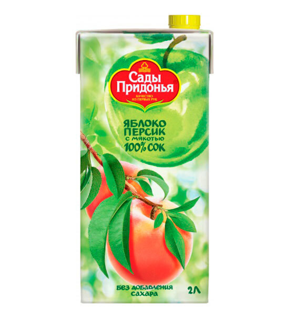 Сок Сады Придонья 2,0л Яблоко+Персик с мякотью