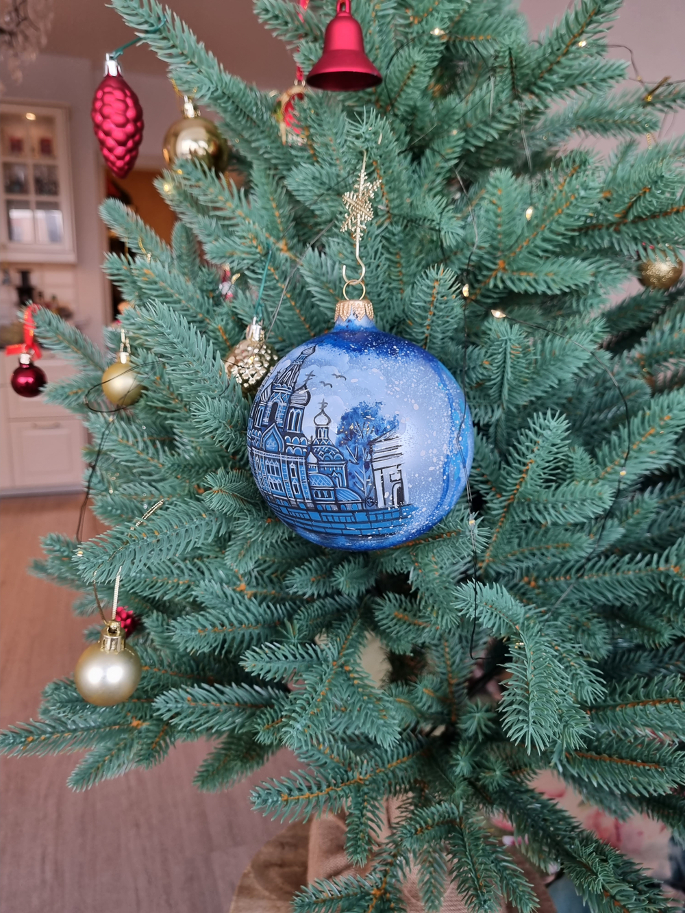 Шар стеклянный "Спас на крови",  ручная роспись