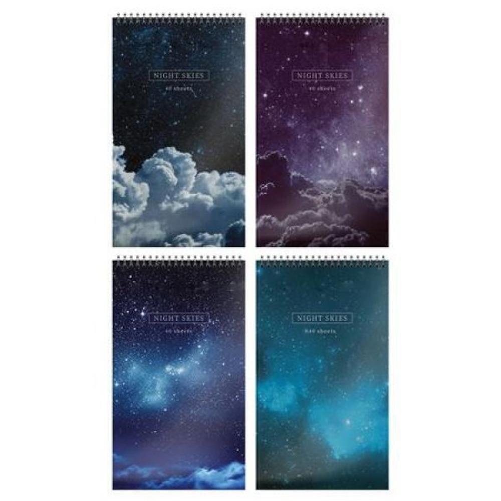 Блокнот А7 40л. клетка "Ночные облака" греб. мел. карт., спл. Уф-лак (Schoolformat)