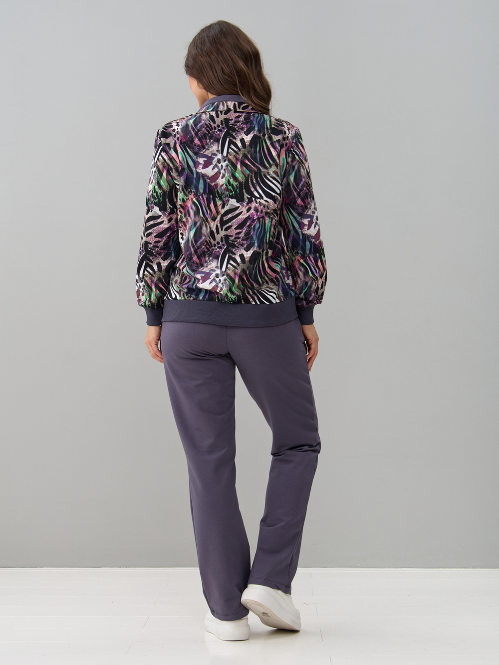 Костюм с брюками КБ-184/серый-разноцветнаязебра