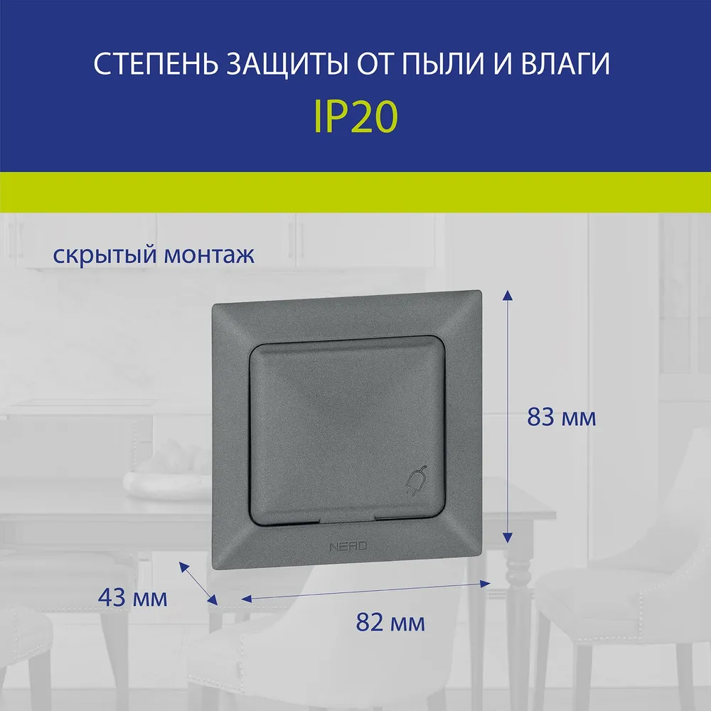 Розетка с крышкой NE-AD Aras с заземлением
