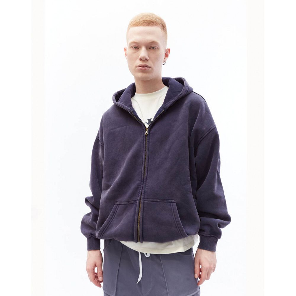 Худи БИЧ вареный Zip Слива ретро-синий