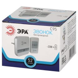 Звонок дверной ЭРА C95 беспроводной, от сети, белый, 52 мелодии | Электрозвонки беспроводные