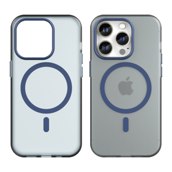 Мягкий чехол темно-синего цвета с поддержкой MagSafe для iPhone 14 Pro Max, серия Frosted Magnetic