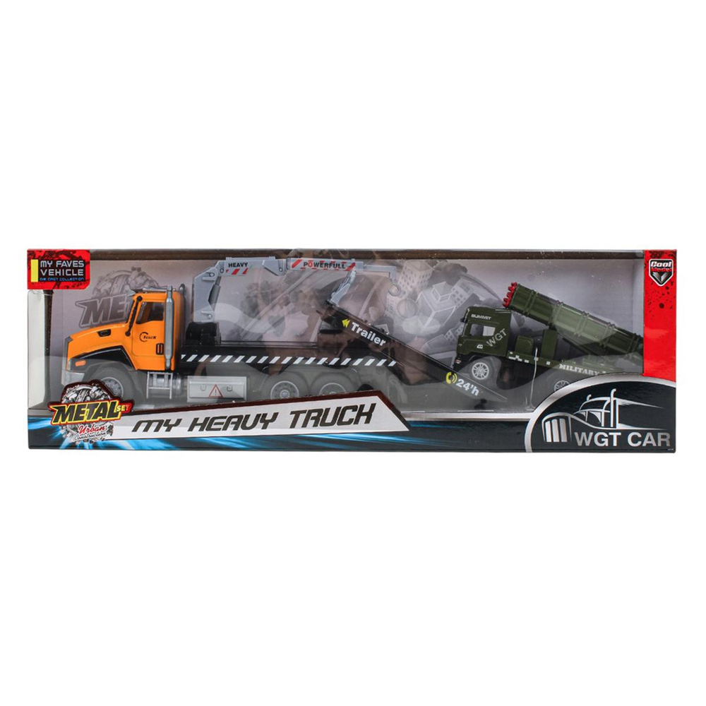 Автовоз 19*8*5,5см. + военная машинка, в ассорт. коробка W2213-19