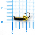 Мормышка Владимирская 558 "Гвоздик с латунным колокольчиком золото" с коронкой, 2мм, 0.5гр (15шт/уп)