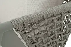 "Амстердам" диван 2-местный плетеный из роупа, каркас алюминий, роуп серый круглый, ткань бежевая