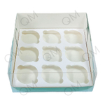 Коробка под капкейки с пластиковой крышкой 235*235*100 мм (9) (тиффани), 50шт