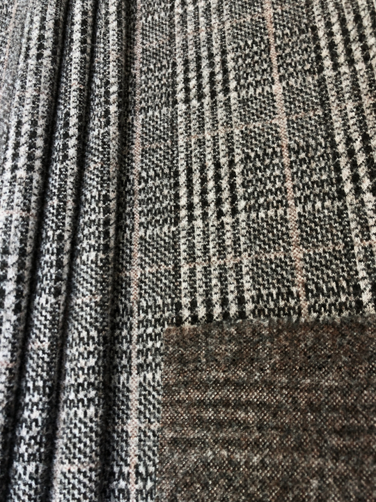 Пальтовая принт клетка, черно-белая с розовым ROLEX