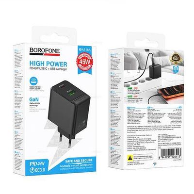 Borofone BAS16A Erudite PD45W(1C1A) зарядное устройство (black)